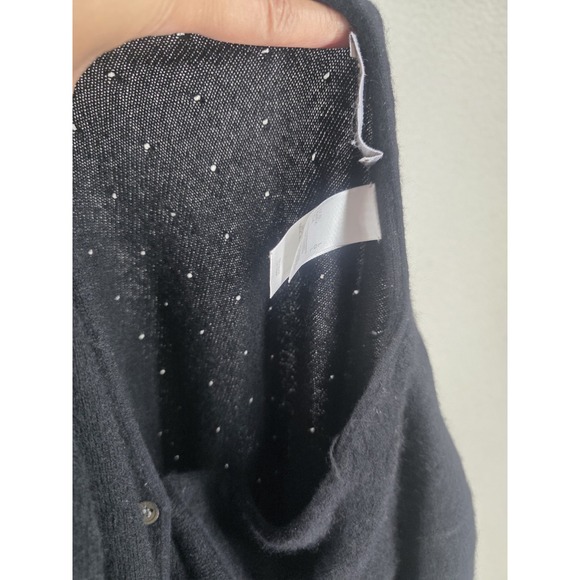 Liz Claiborne Cardigan Sweater 100 Cashmere 2-Ply Ws L Solid Blk Perforated READ - Picture 2 of 12